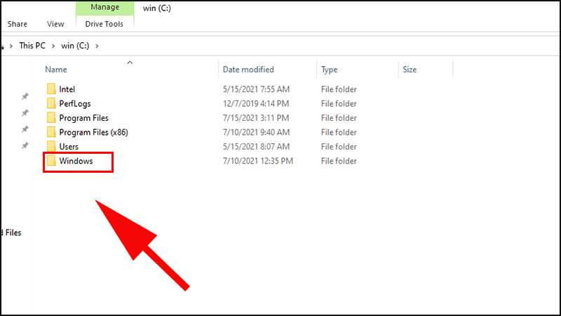 Chọn file Windows để tiếp tục